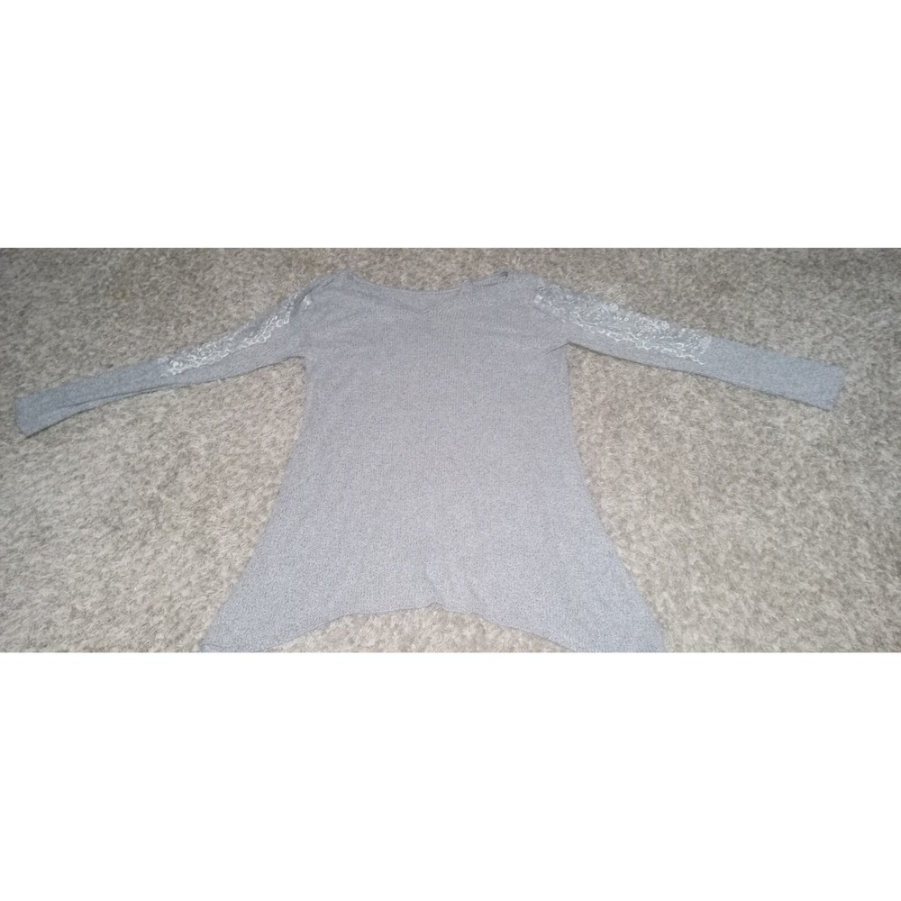 Women's Premise Sweater Size Small Color Gray Ruffle Cute Feminine Pretty...
